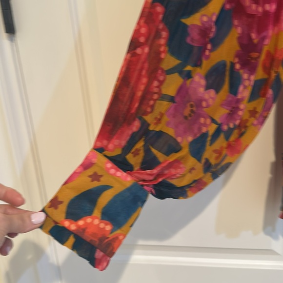 FARM Rio Floral Ruffle Blouse - Pink and Yellow - Picture 3 of 5